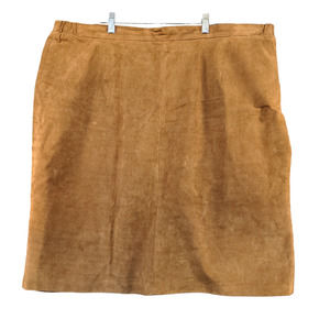 Roaman's Women's Straight & Pencil Skirt Tan Size B4 Genuine Leather Nylon